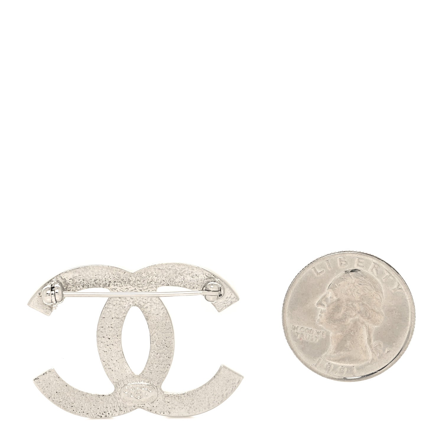 Chanel Crystal CC Brooch Silver 2 of 3