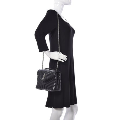 Saint Laurent Calfskin Y Quilted Monogram Small Loulou Chain Satchel Black 2 of 15