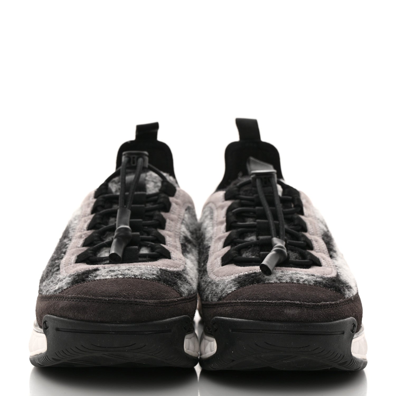 Chanel Suede Calfskin Mixed Fibers CC Sneakers 38 Grey 2 of 9