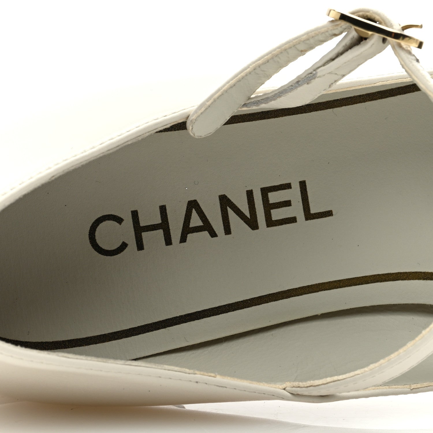 Chanel Calfskin Cap Toe T Strap CC Flats 39.5 Ivory Black 7 of 8
