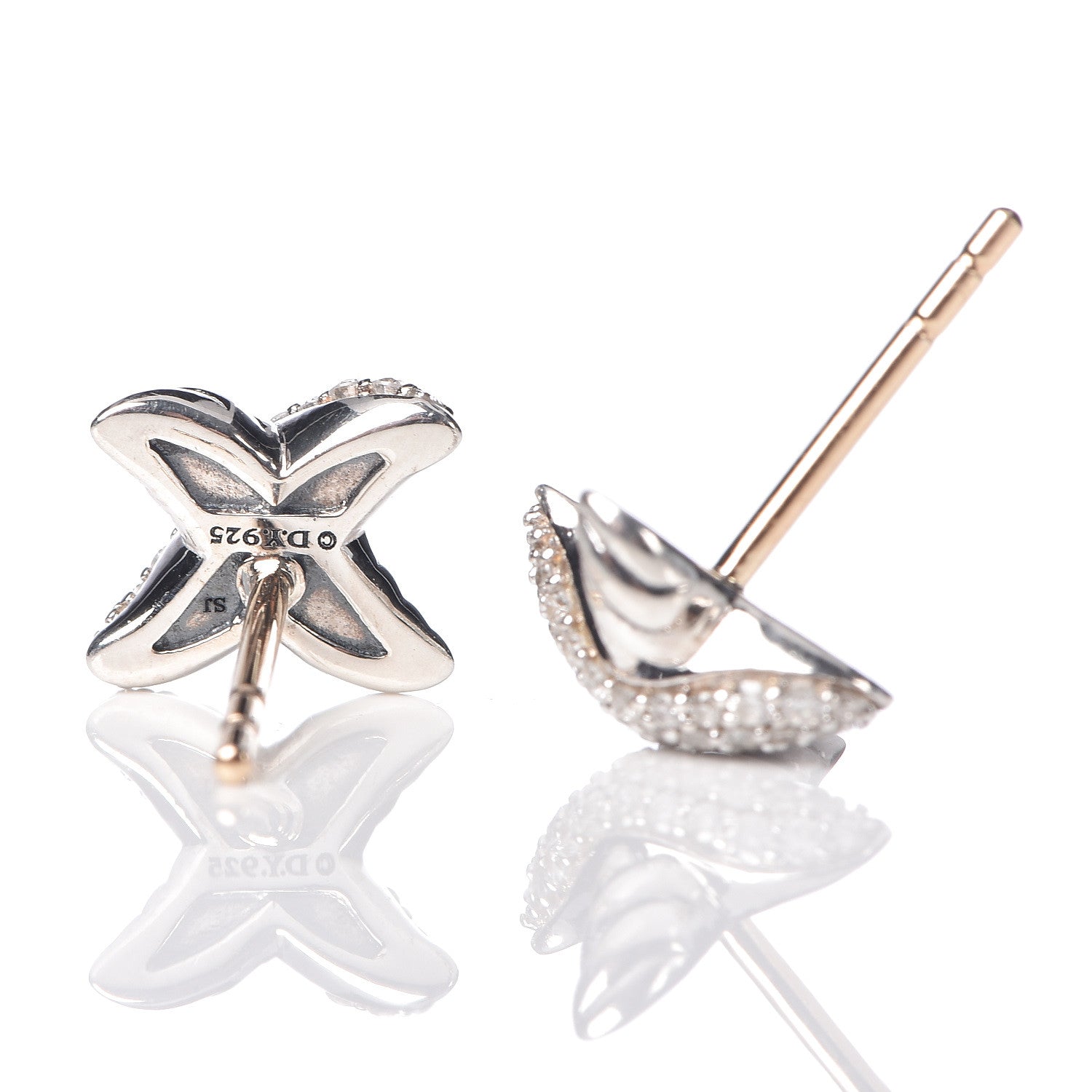 David Yurman Sterling Silver Diamond 8mm X Earrings 4 of 4