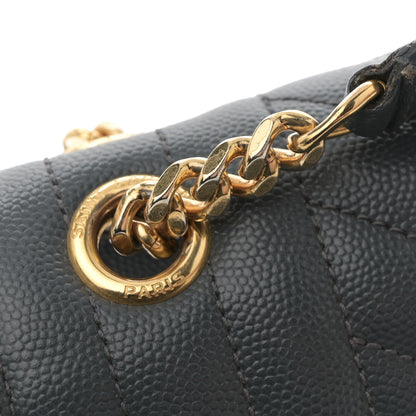 Saint Laurent Grain De Poudre Textured Mixed Matelasse Triquilt Medium Monogram Satchel Dark Tea 11 of 11