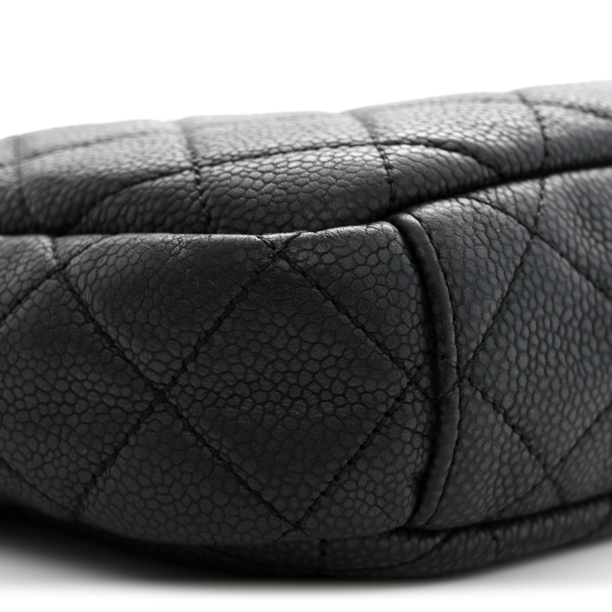Iridescent Caviar Quilted Small Coco Tassel Camera Case Black