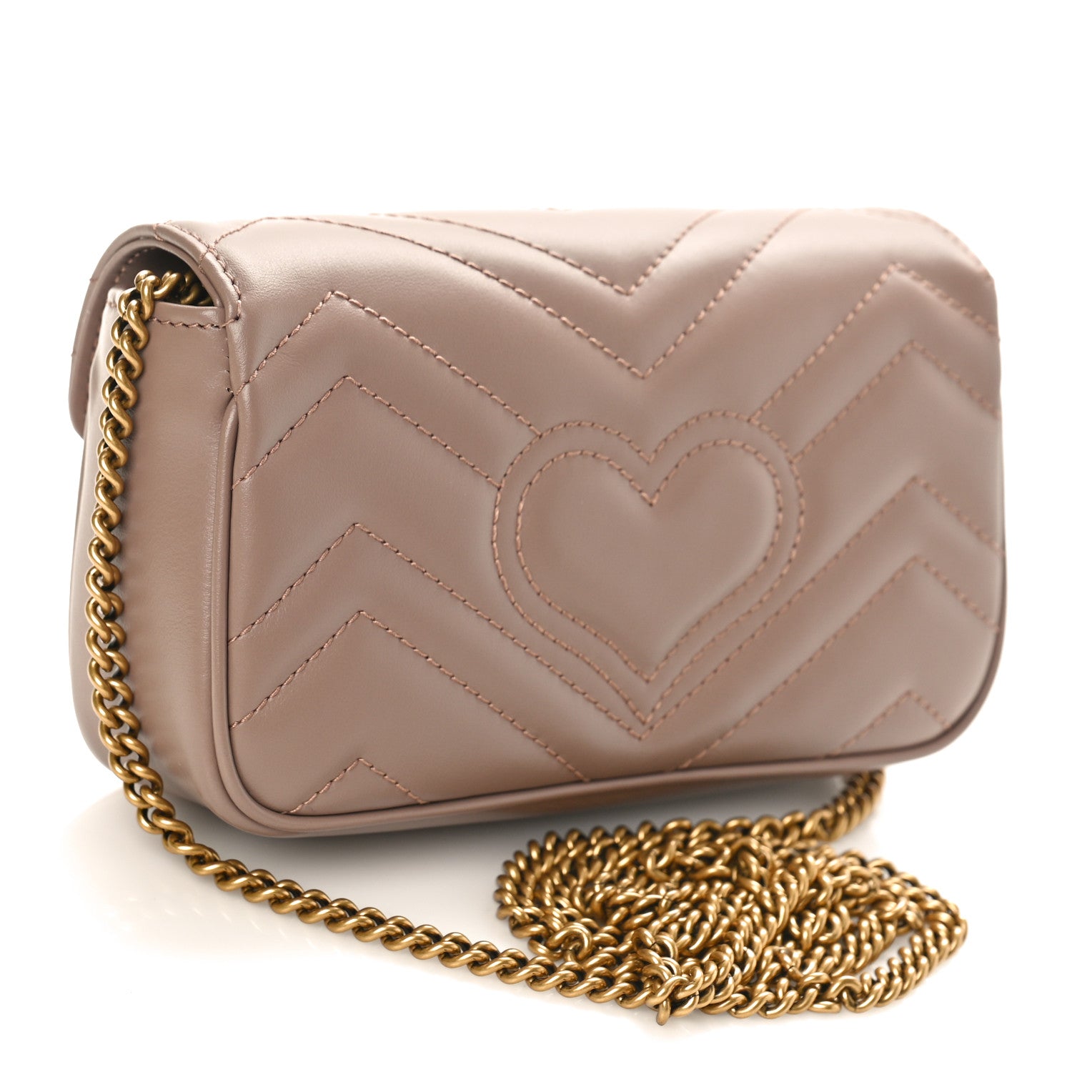 Gucci Calfskin Matelasse Super Mini GG Marmont Shoulder Bag Porcelain Rose 2 of 9