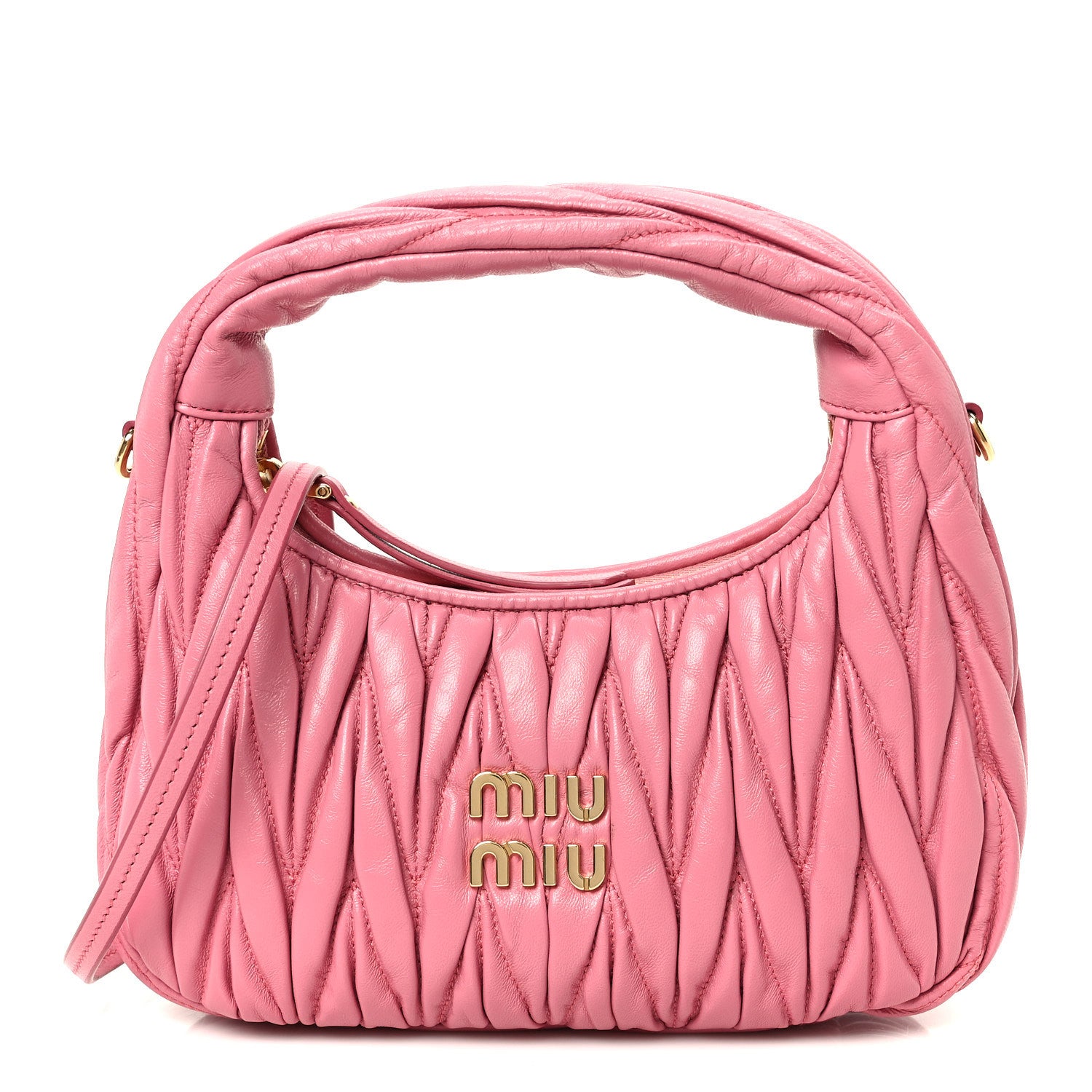 Miu Miu Nappa Matelasse Small Wander Hobo Pink 1 of 10