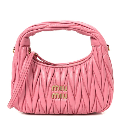 Miu Miu Nappa Matelasse Small Wander Hobo Pink 1 of 10
