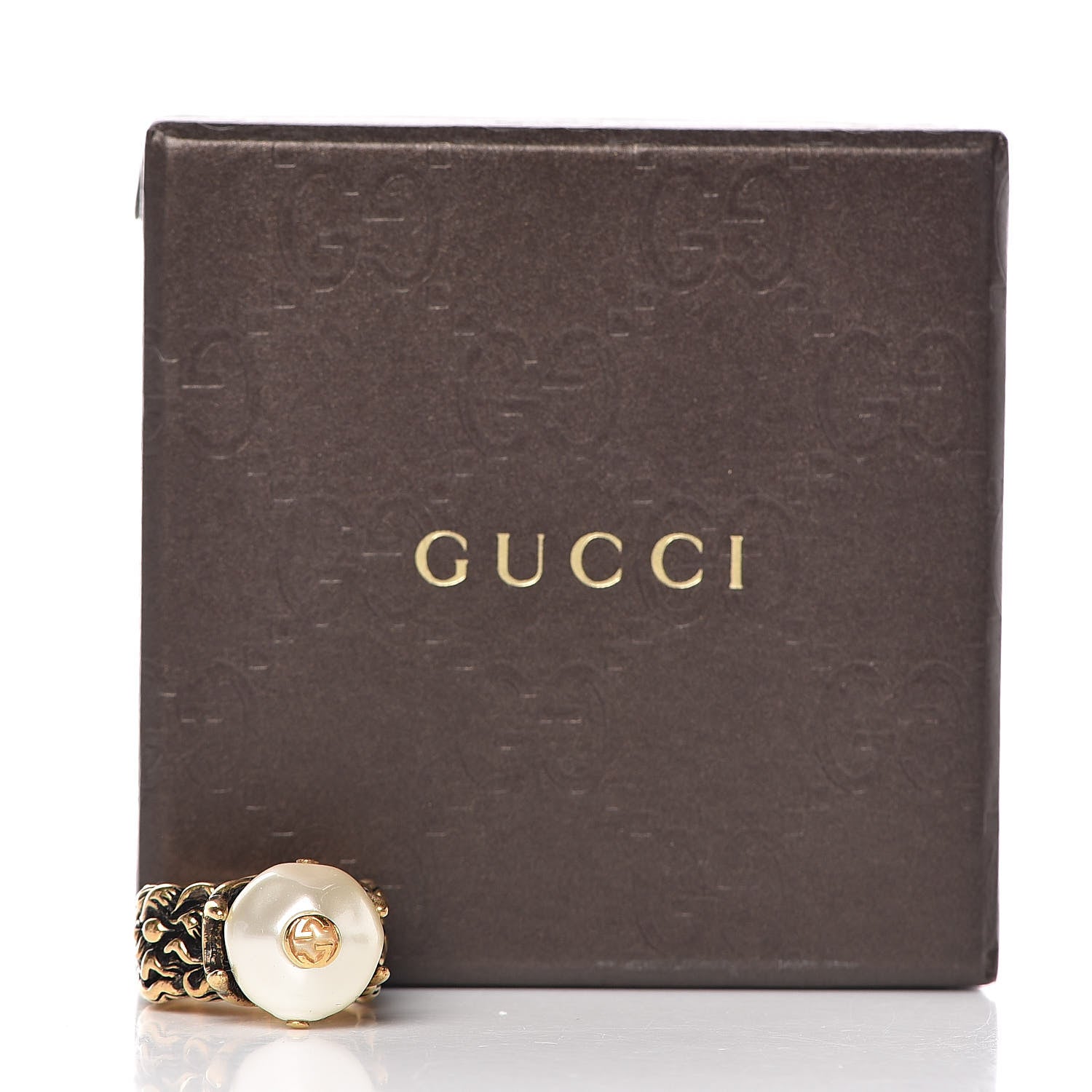 Gucci Metal Pearl Ring 15 55 Aged Gold 6 of 6
