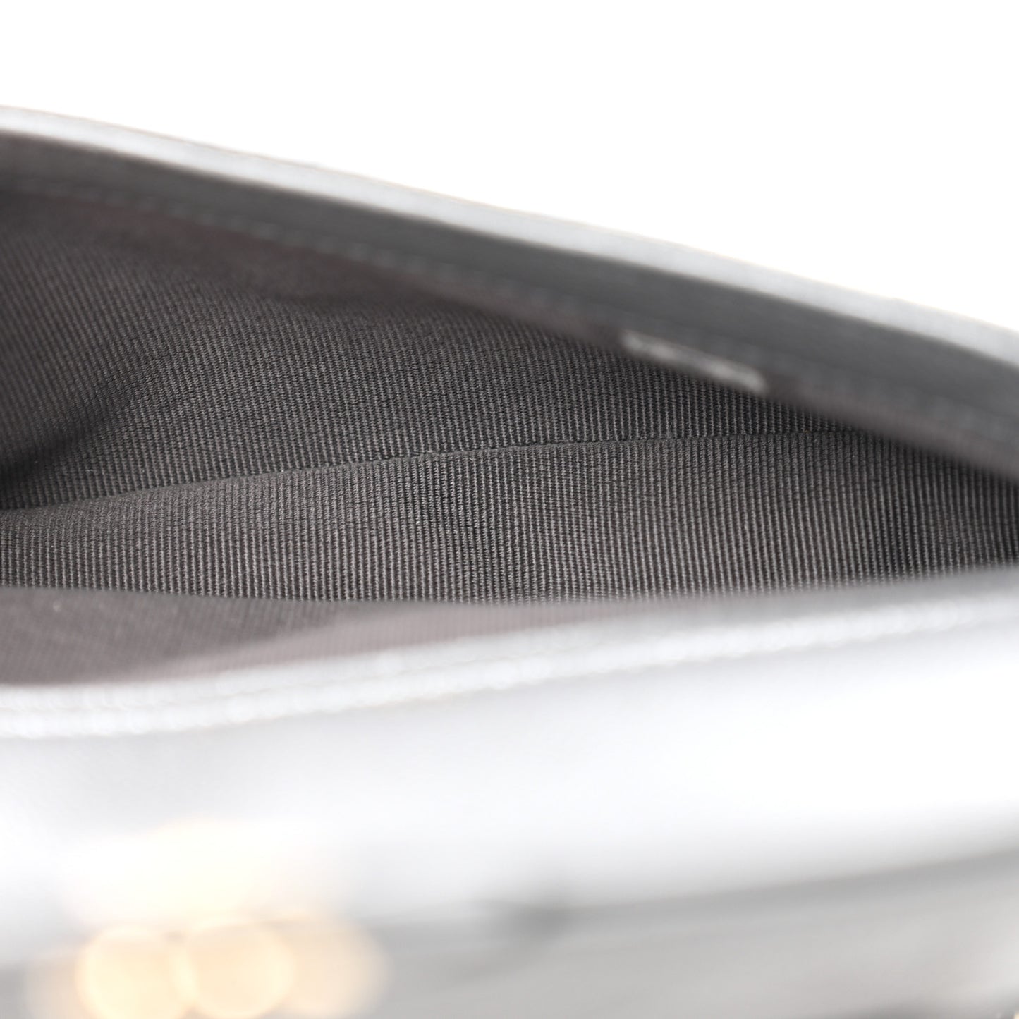 Caviar Quilted Flap Phone Holder With Chain Grey