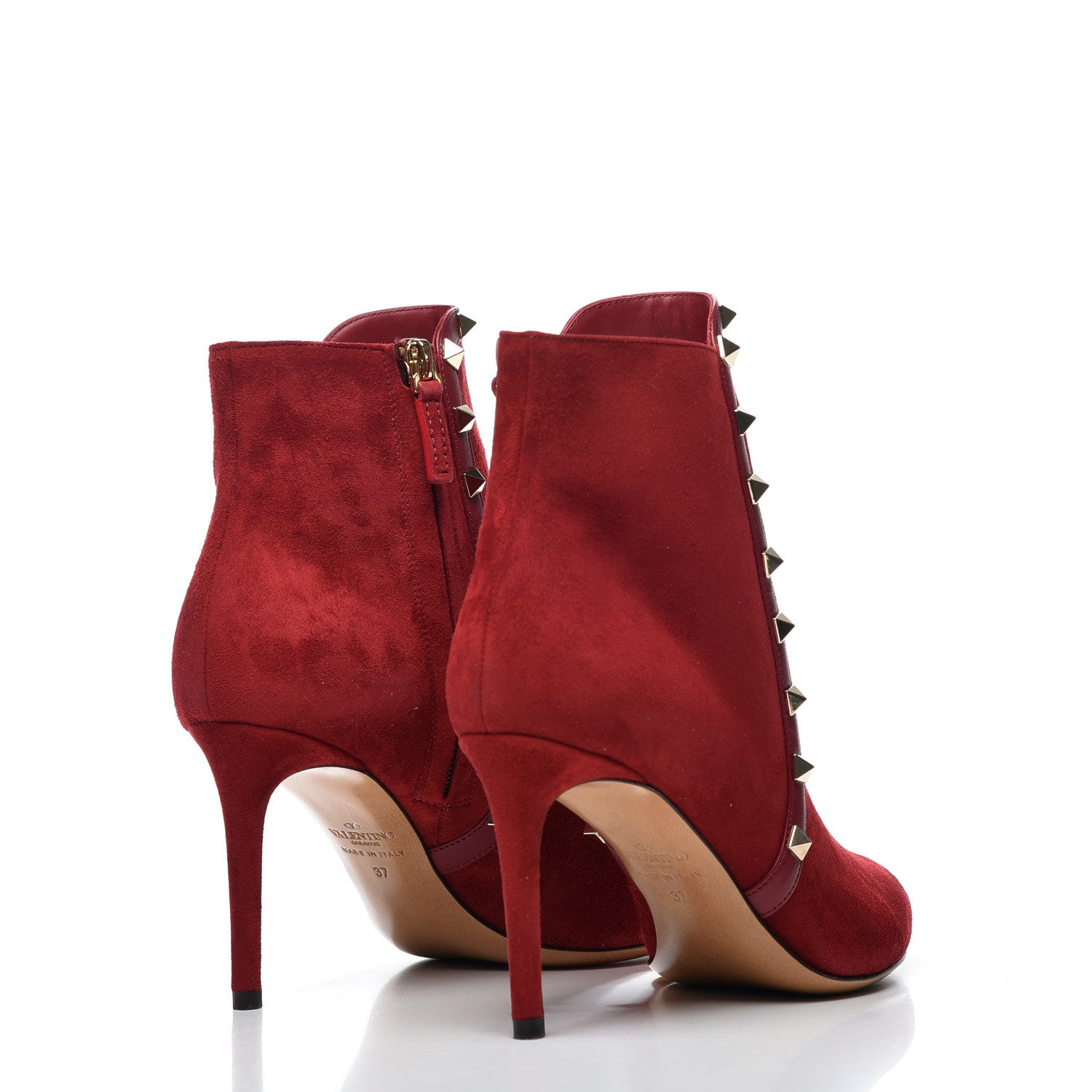 Valentino Garavani Suede Rockstud 85mm Ankle Booties 37 Rubino 4 of 10