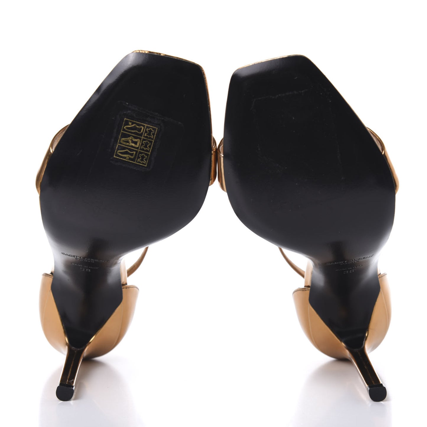 Metallic Lambskin Amber 105 Ankle Strap Sandals 38 Egypt Gold