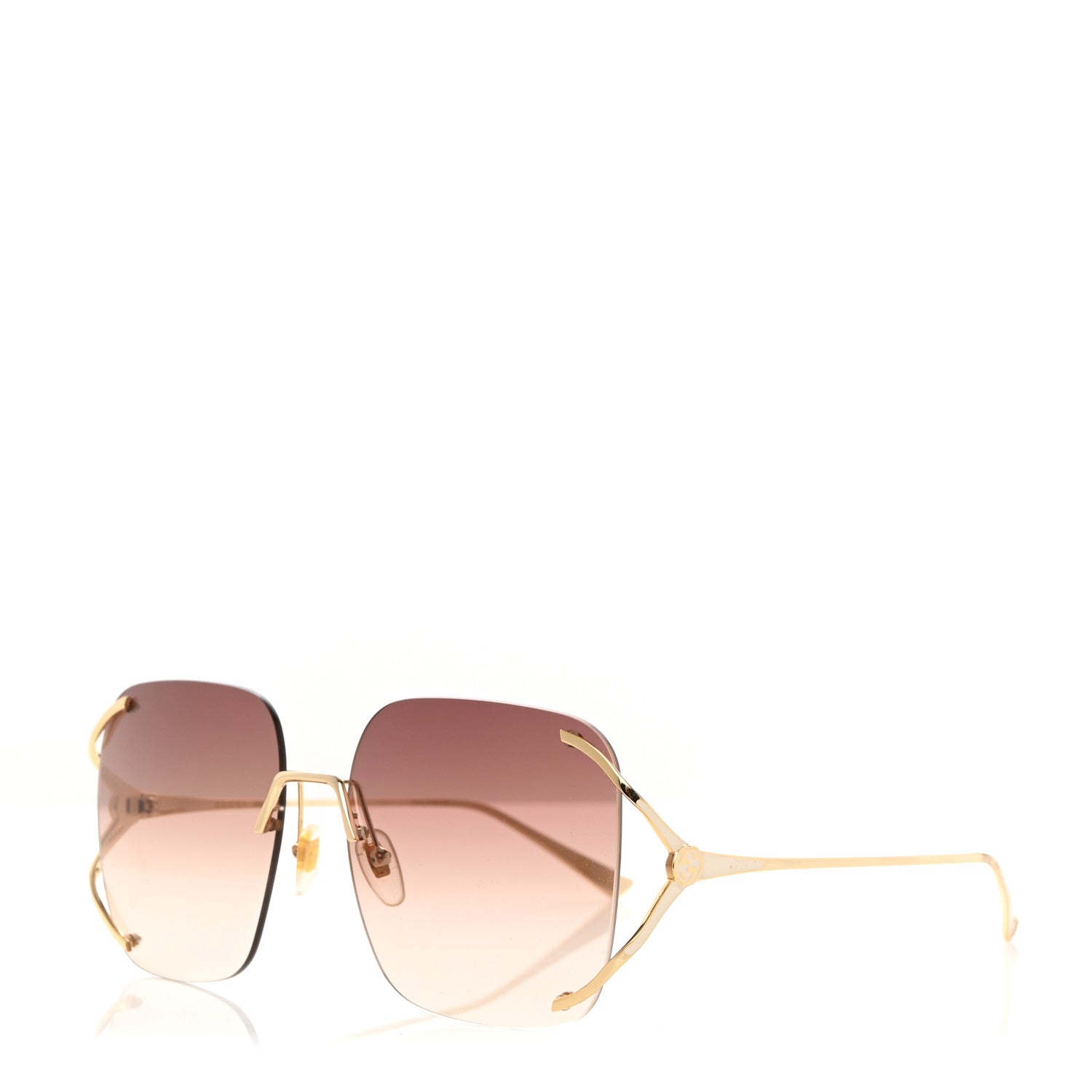 Gucci Metal Oversized Sunglasses GG0646S Gold Brown 1 of 7