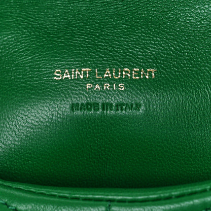 Saint Laurent Lambskin Monogram Loulou Puffer Pouch Clutch New Vert 7 of 10