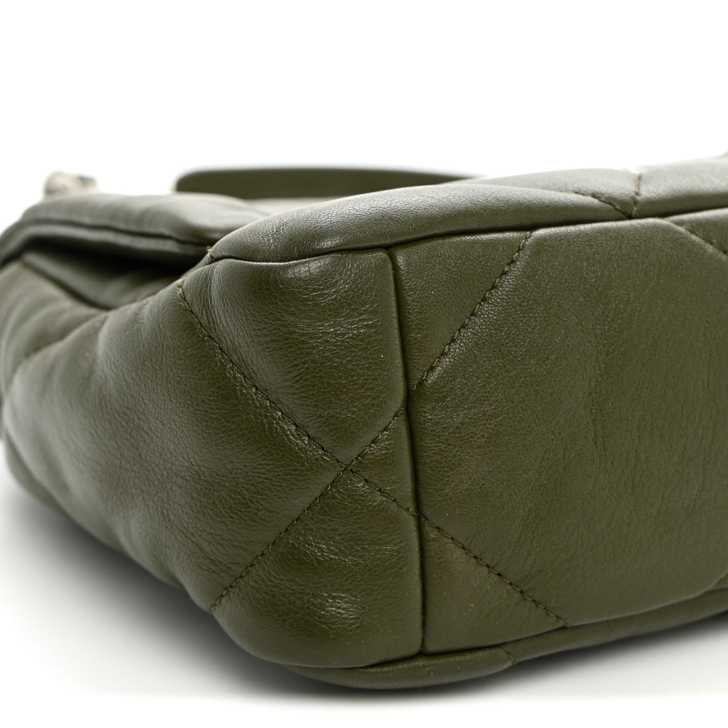 Lambskin Quilted Medium Chanel 19 Flap Khaki