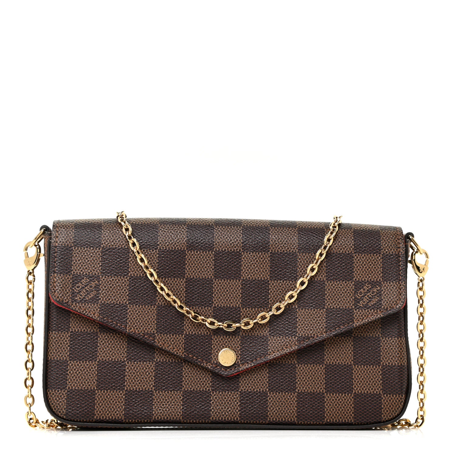 Louis Vuitton Damier Ebene Pochette Felicie Chain Wallet 3 of 11