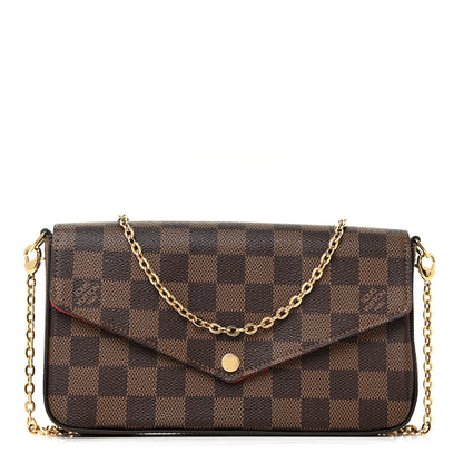 Louis Vuitton Damier Ebene Pochette Felicie Chain Wallet 3 of 11