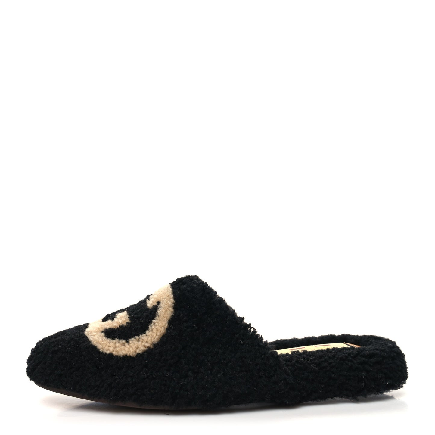 Shearling Interlocking G Womens Eileen Slippers 35 Black Butterscotch