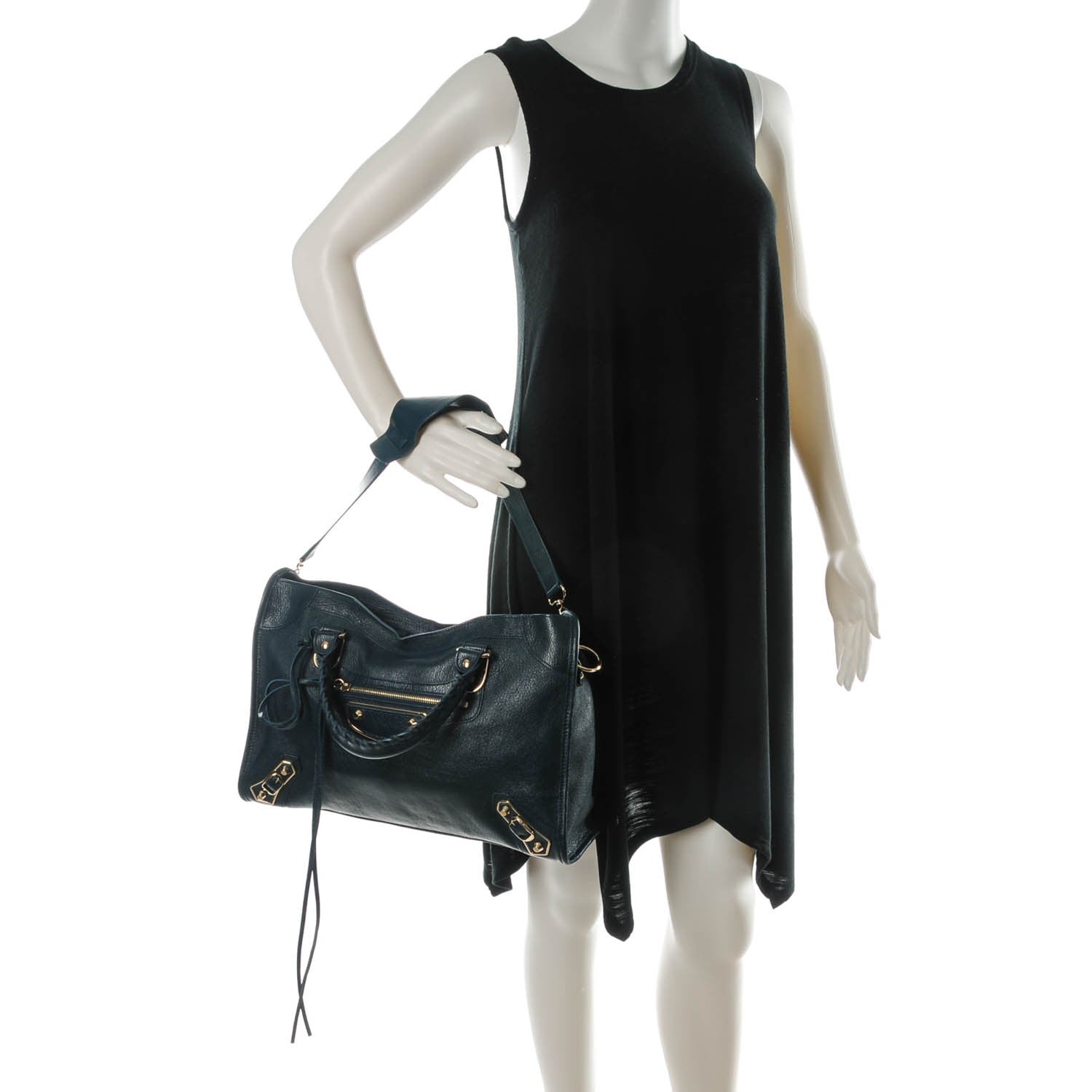 Balenciaga Chevre Gold Metallic Edge Hardware City Bleu Paon 2 of 7