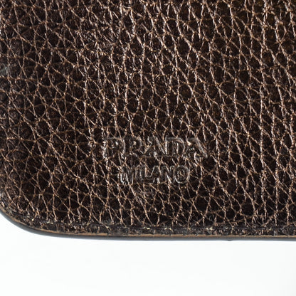 Prada Vitello Daino Antik Compact Zip Around Wallet Bronzo 8 of 9