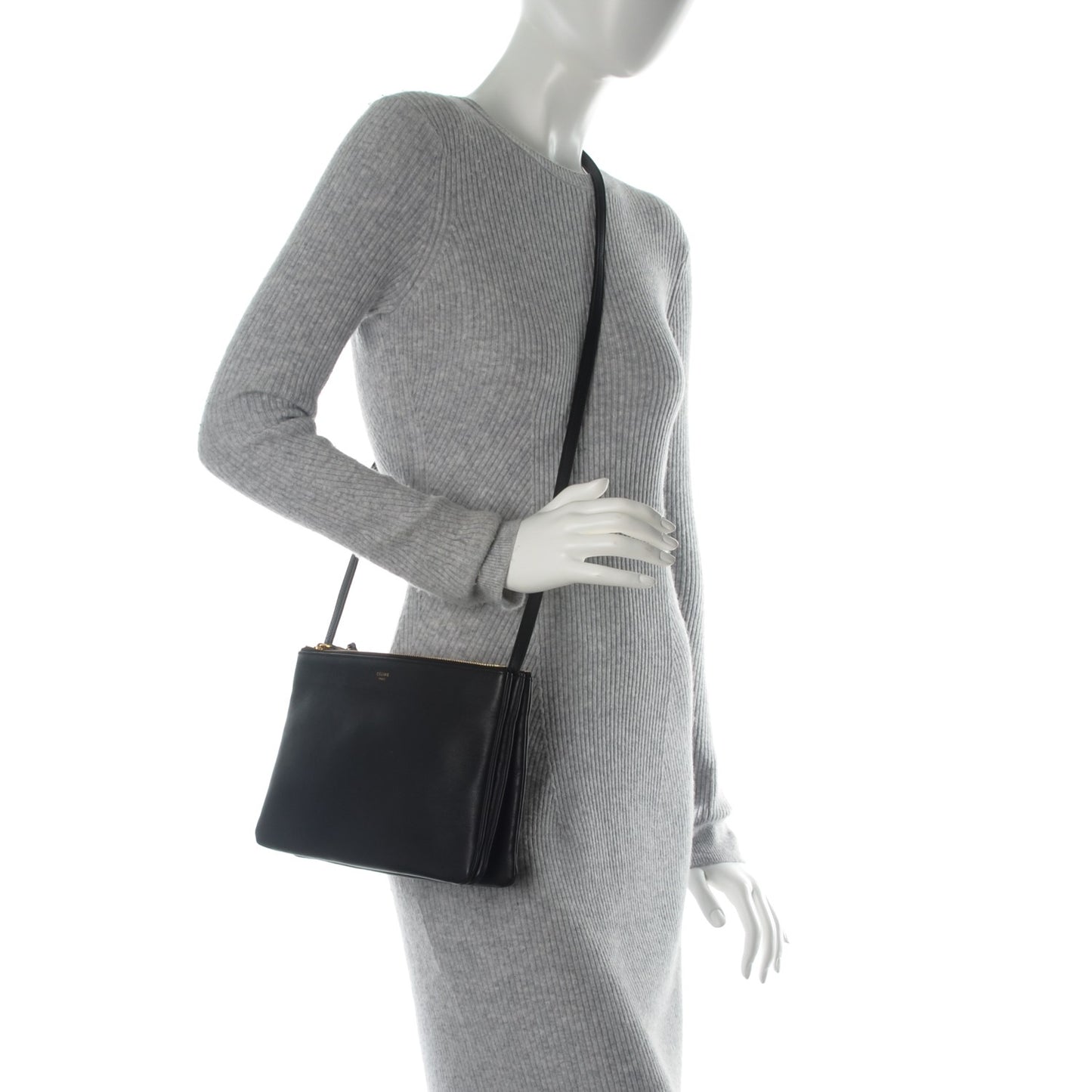 Lambskin Large Trio Crossbody Bag Black