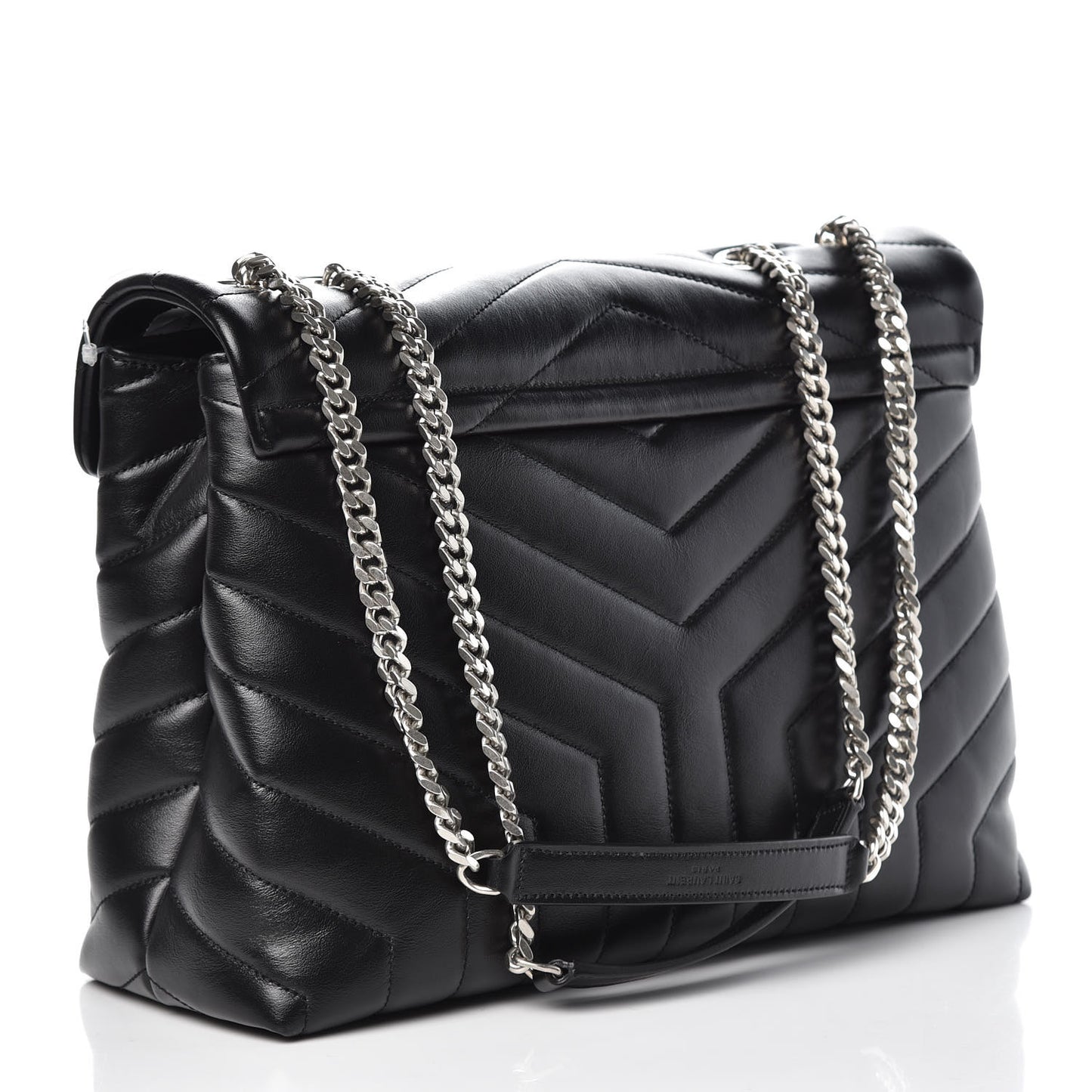 Calfskin Y Quilted Monogram Medium Loulou Chain Satchel Black