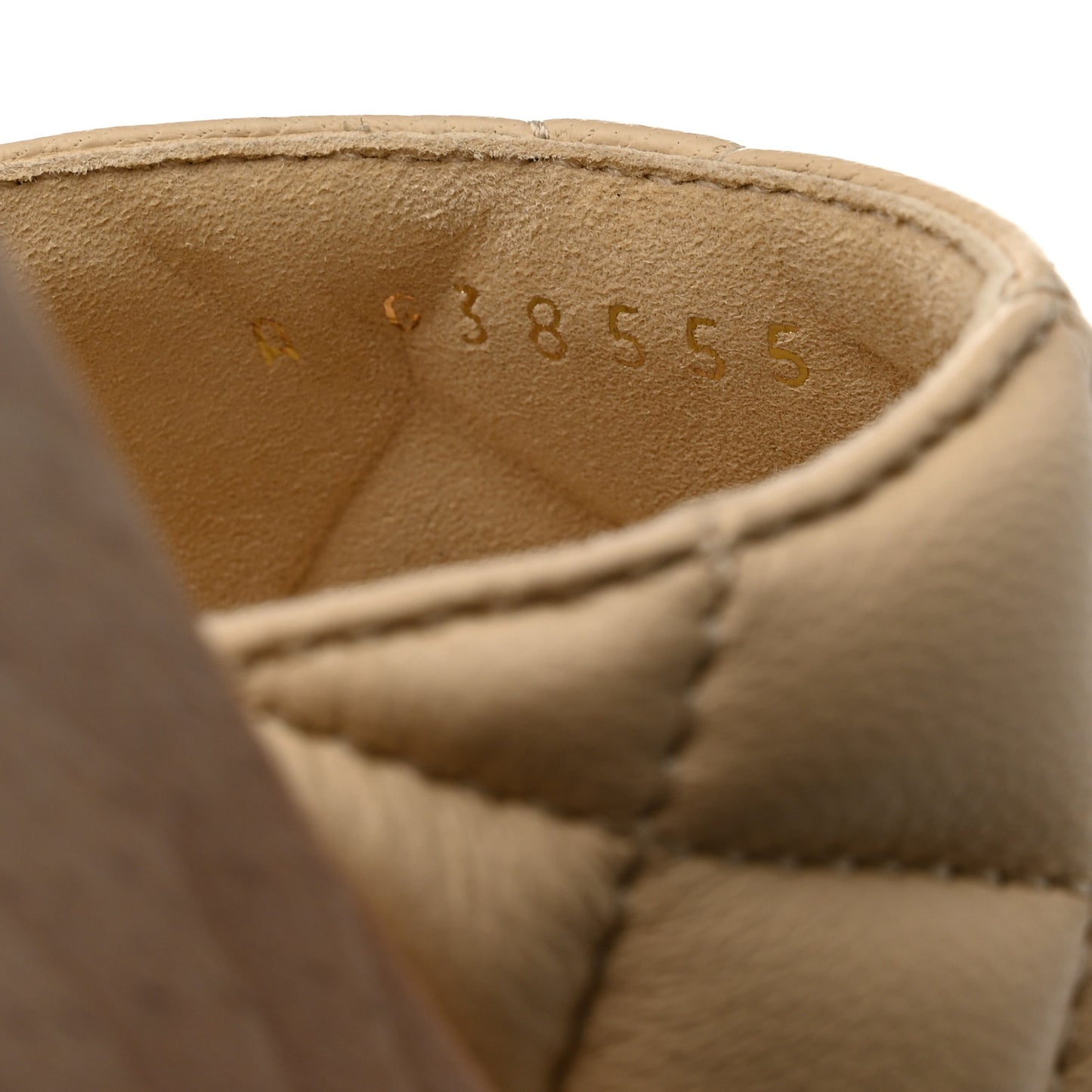 Lambskin Quilted CC Slip On Platform Sandals 38 Beige