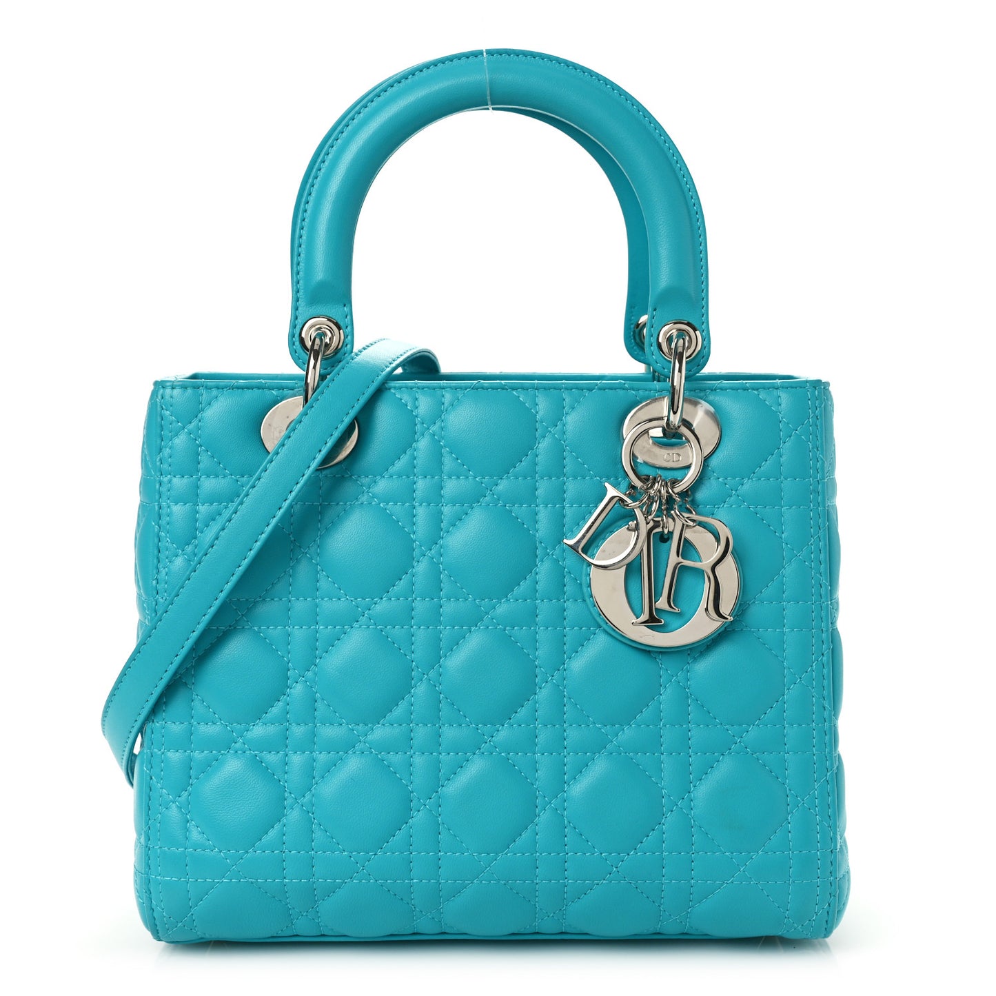 Lambskin Cannage Medium Lady Dior Turquoise
