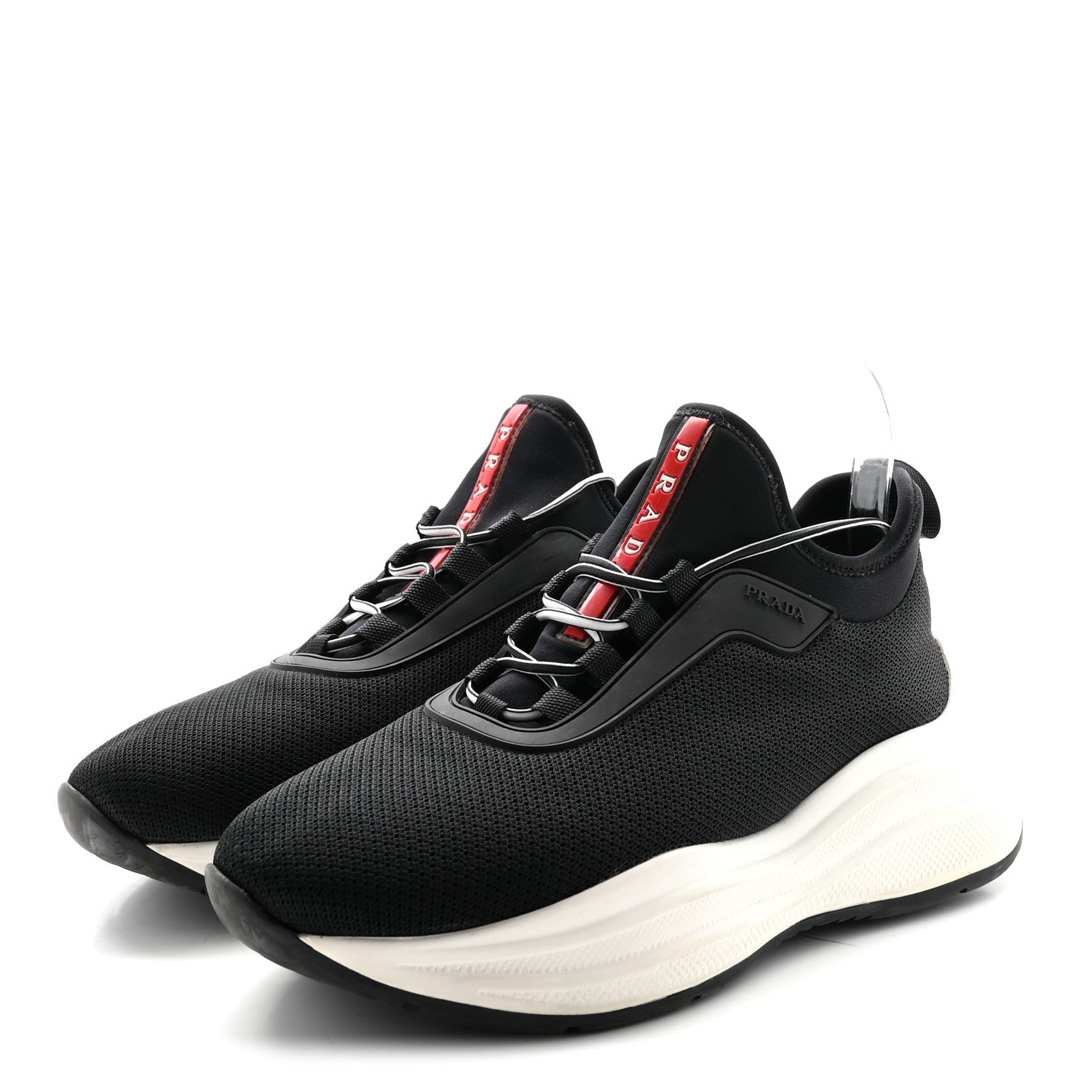 Prada Mesh Neoprene Womens America's Cup 45mm Sneakers 36.5 Black White 4 of 9