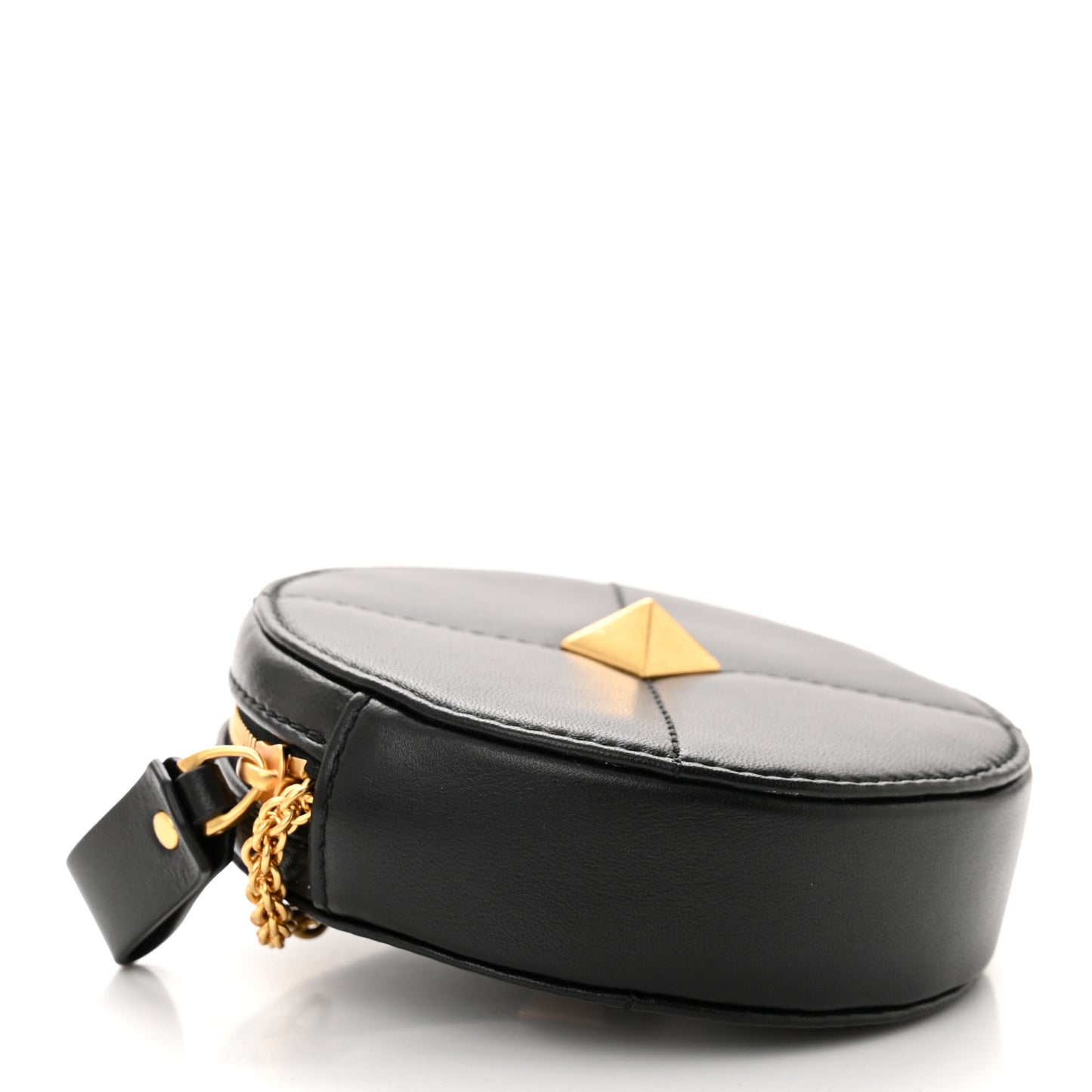 Calfskin Roman Stud Round Crossbody Bag Black