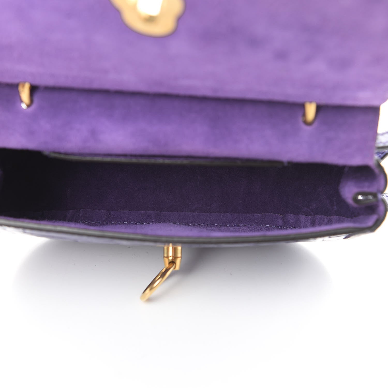 Mulberry Calfskin Crocodile Embossed Mini Amberley Flap Purple 5 of 11
