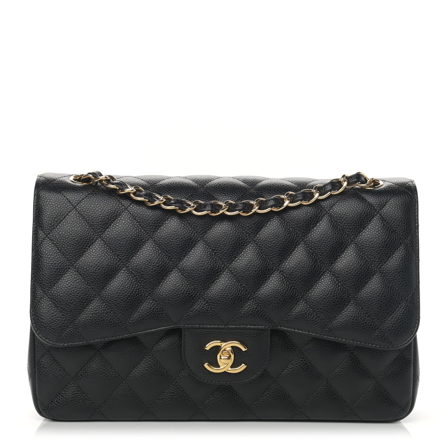 Caviar Quilted Jumbo Double Flap Black