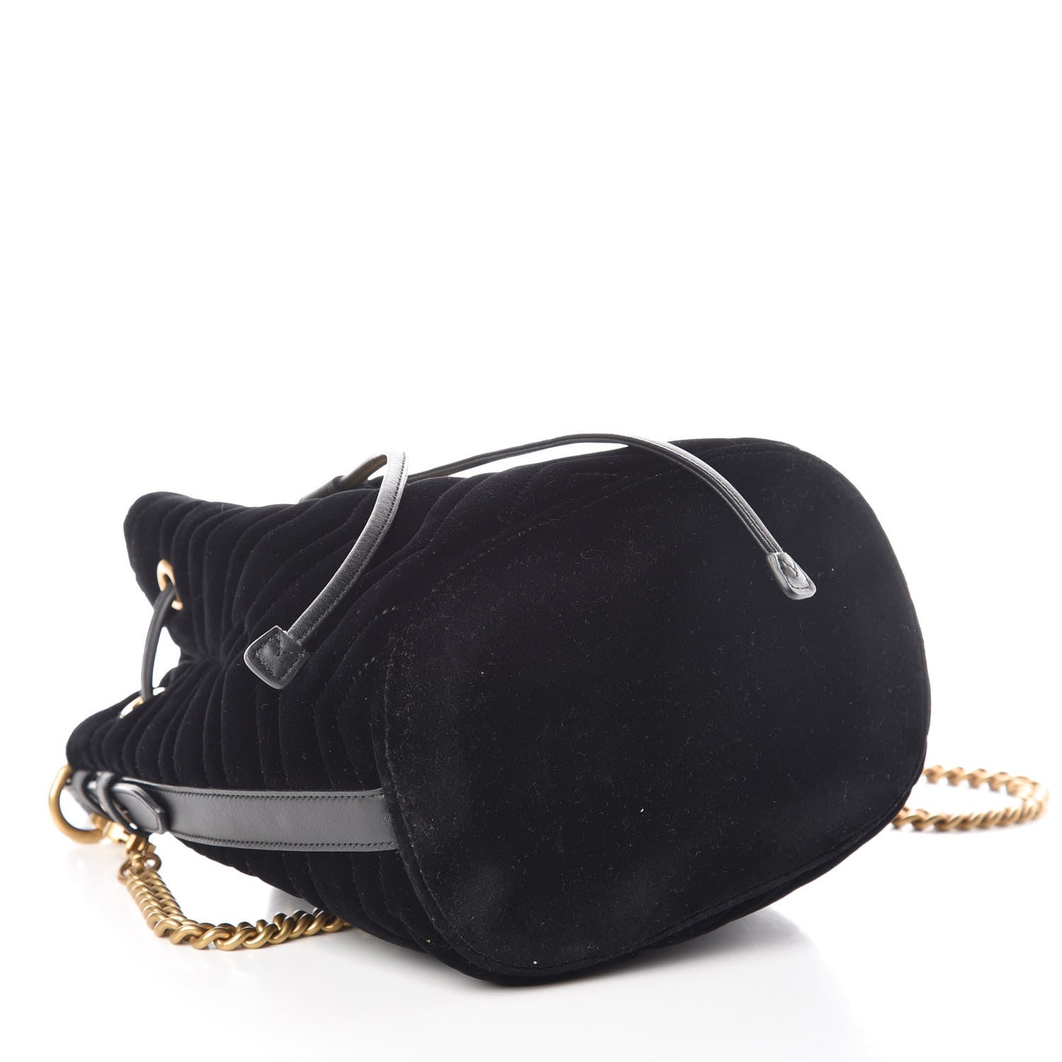 Gucci Velvet Matelasse GG Marmont Bucket Bag Black 4 of 11