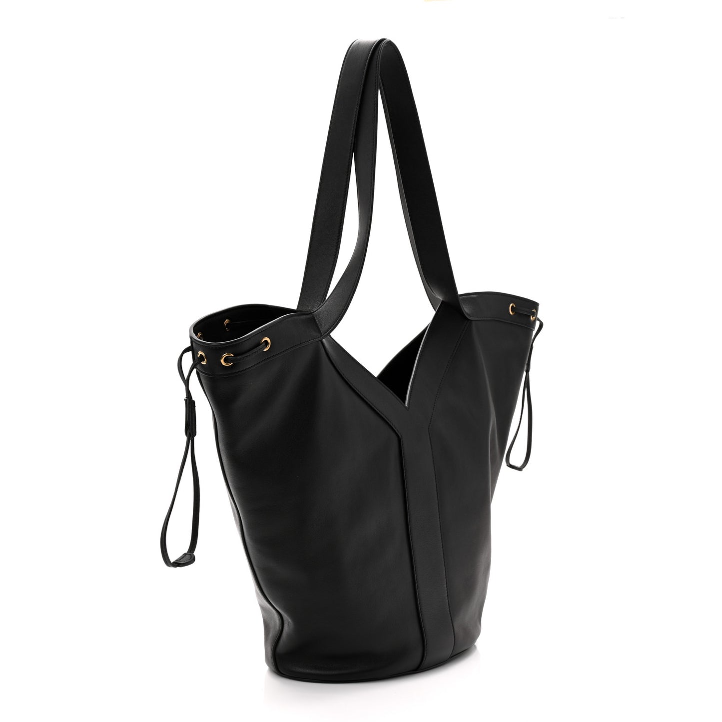 Santorini Lux Calfskin Y Drawstring Tote Black