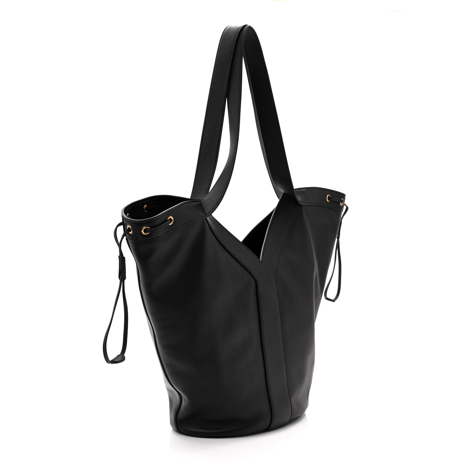 Saint Laurent Santorini Lux Calfskin Y Drawstring Tote Black 3 of 10