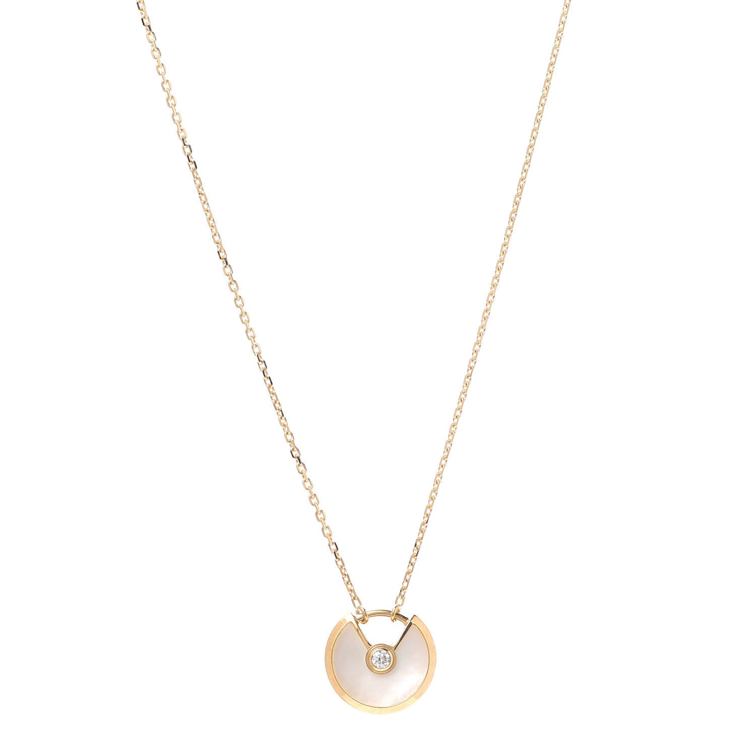 Cartier 18K Yellow Gold Diamond Mother of Pearl XS Amulette de Cartier Pendant Necklace 1 of 7