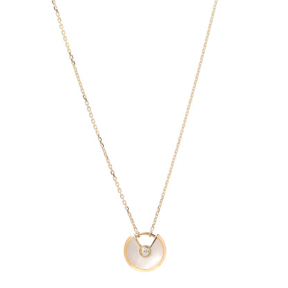 Cartier 18K Yellow Gold Diamond Mother of Pearl XS Amulette de Cartier Pendant Necklace 1 of 7