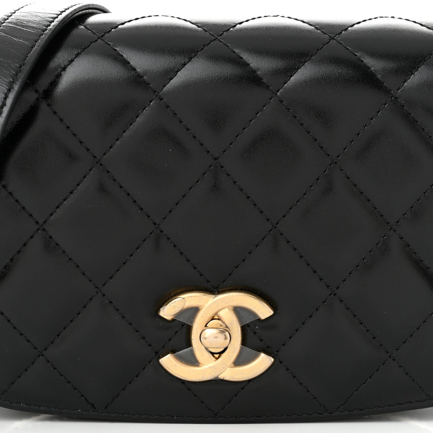 Shiny Calfskin Quilted Suede Goatskin Mini Messenger Black