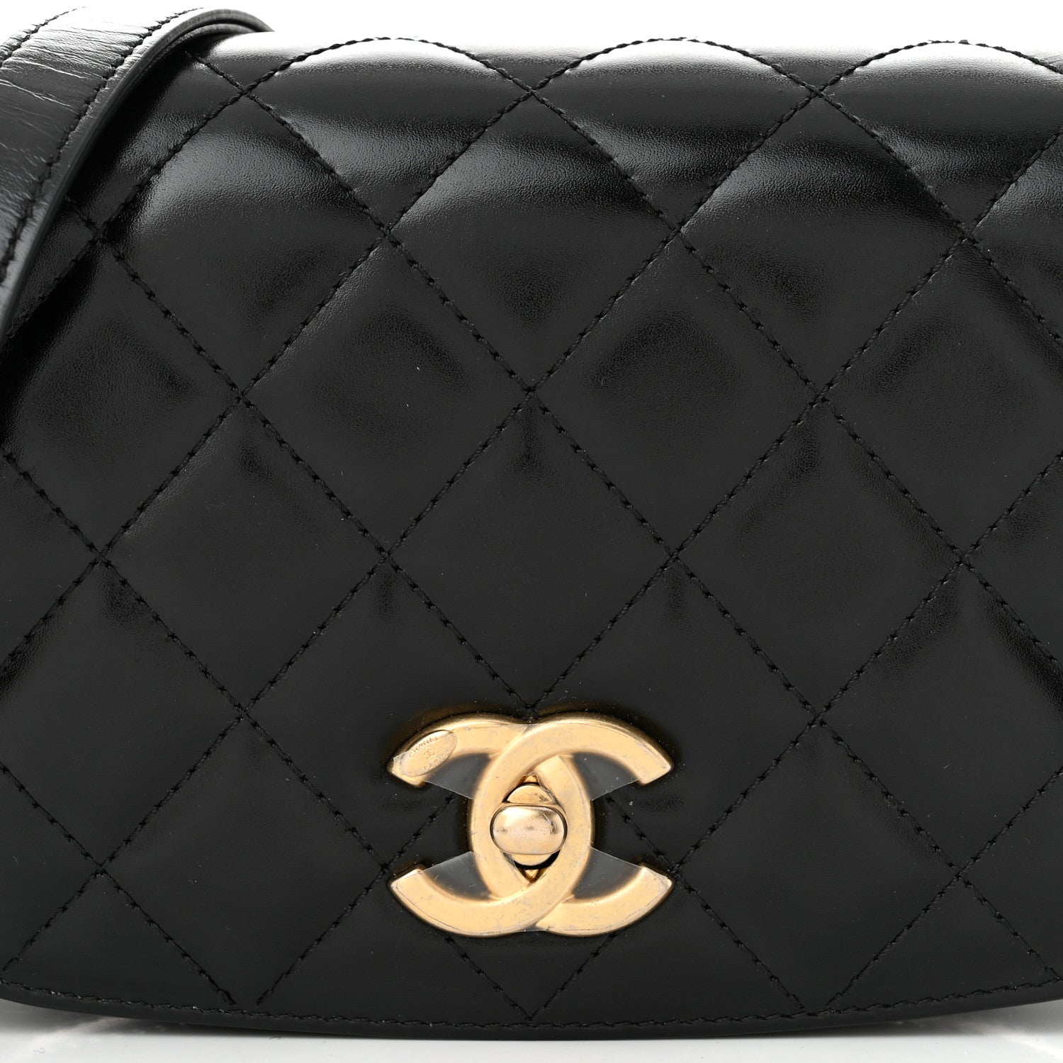 Chanel Shiny Calfskin Quilted Suede Goatskin Mini Messenger Black 8 of 11