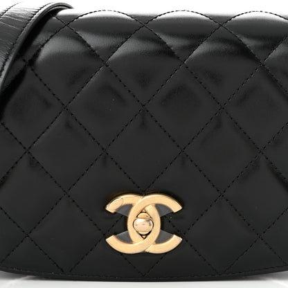 Chanel Shiny Calfskin Quilted Suede Goatskin Mini Messenger Black 8 of 11