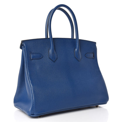 Hermes Chevre Mysore Bi-Color Horseshoe Birkin 30 Bleu Sapphire Paon 4 of 37