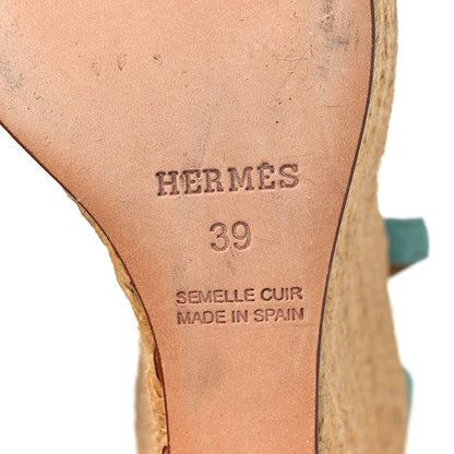 Hermes Suede Espadrille Wedge Sandals 39 6 of 7