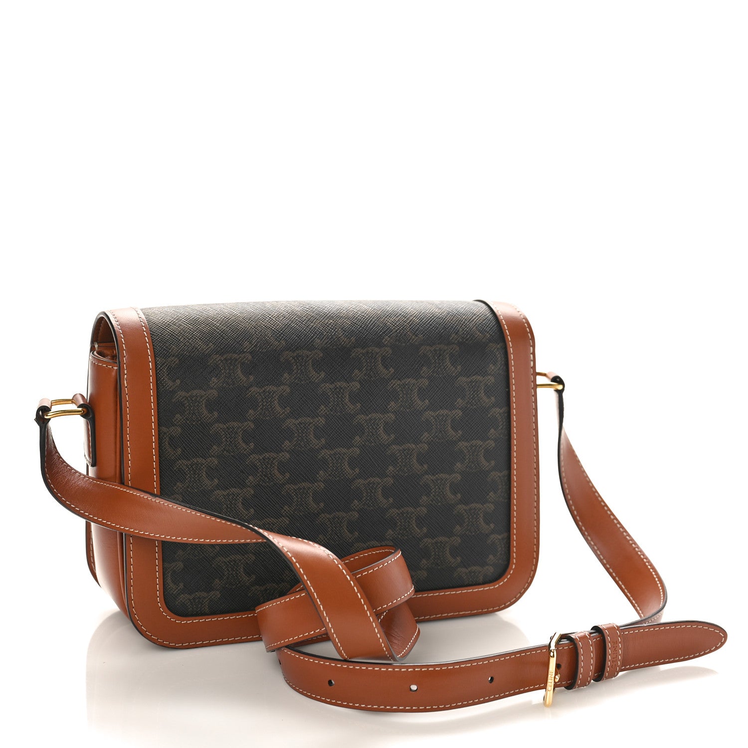 Celine Triomphe Canvas Calfskin Medium Triomphe Bag Tan 3 of 8