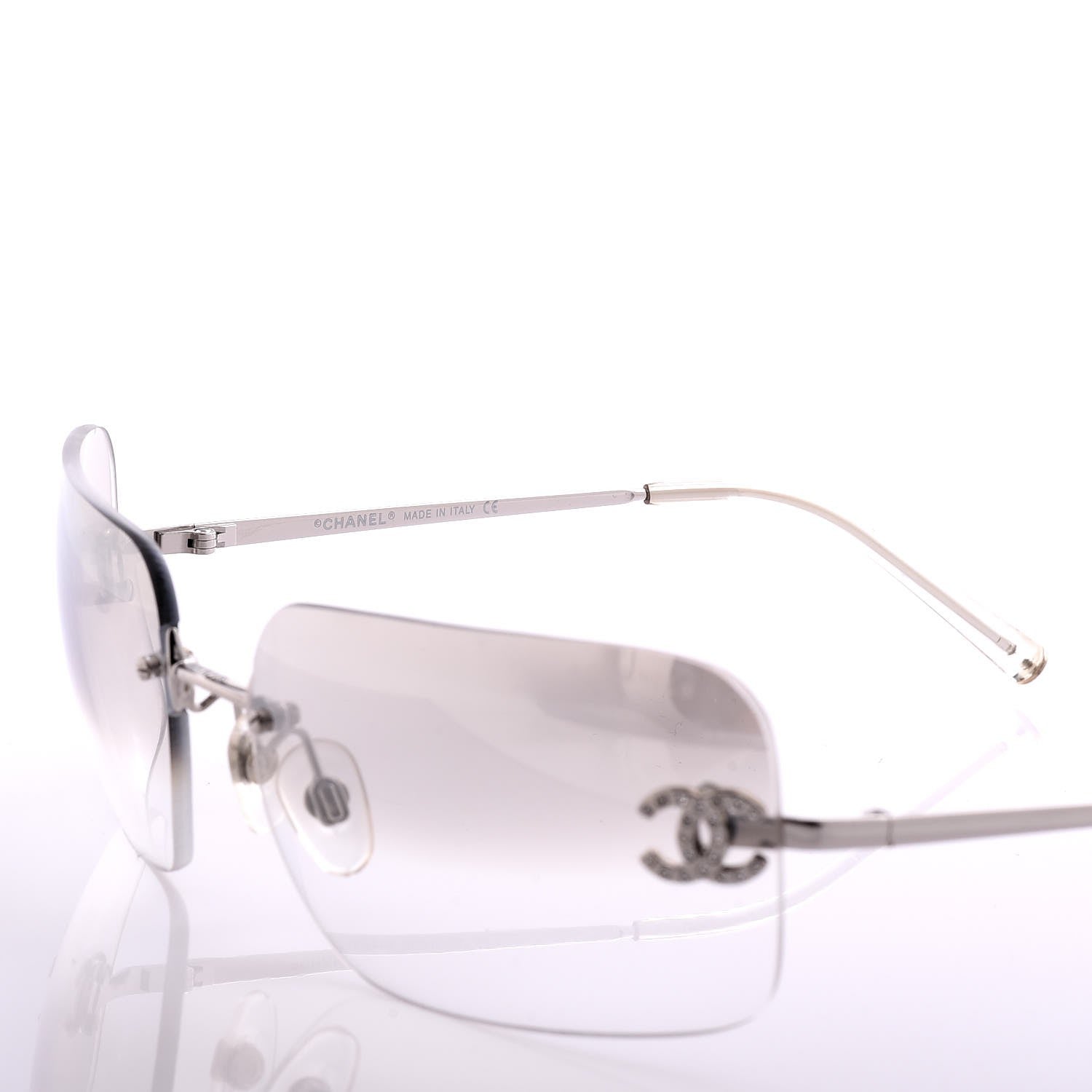 Chanel Metal Crystal CC Logo Sunglasses 4017-D Silver 5 of 6