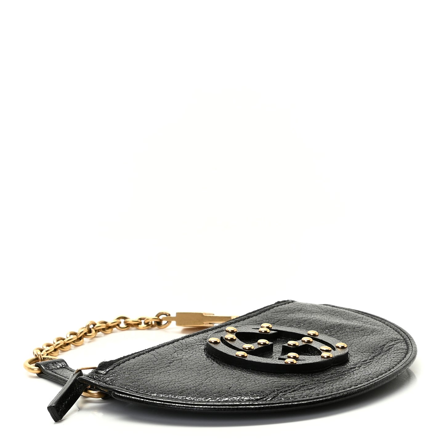 Pebbled Calfskin Studded Soho Key Case Black