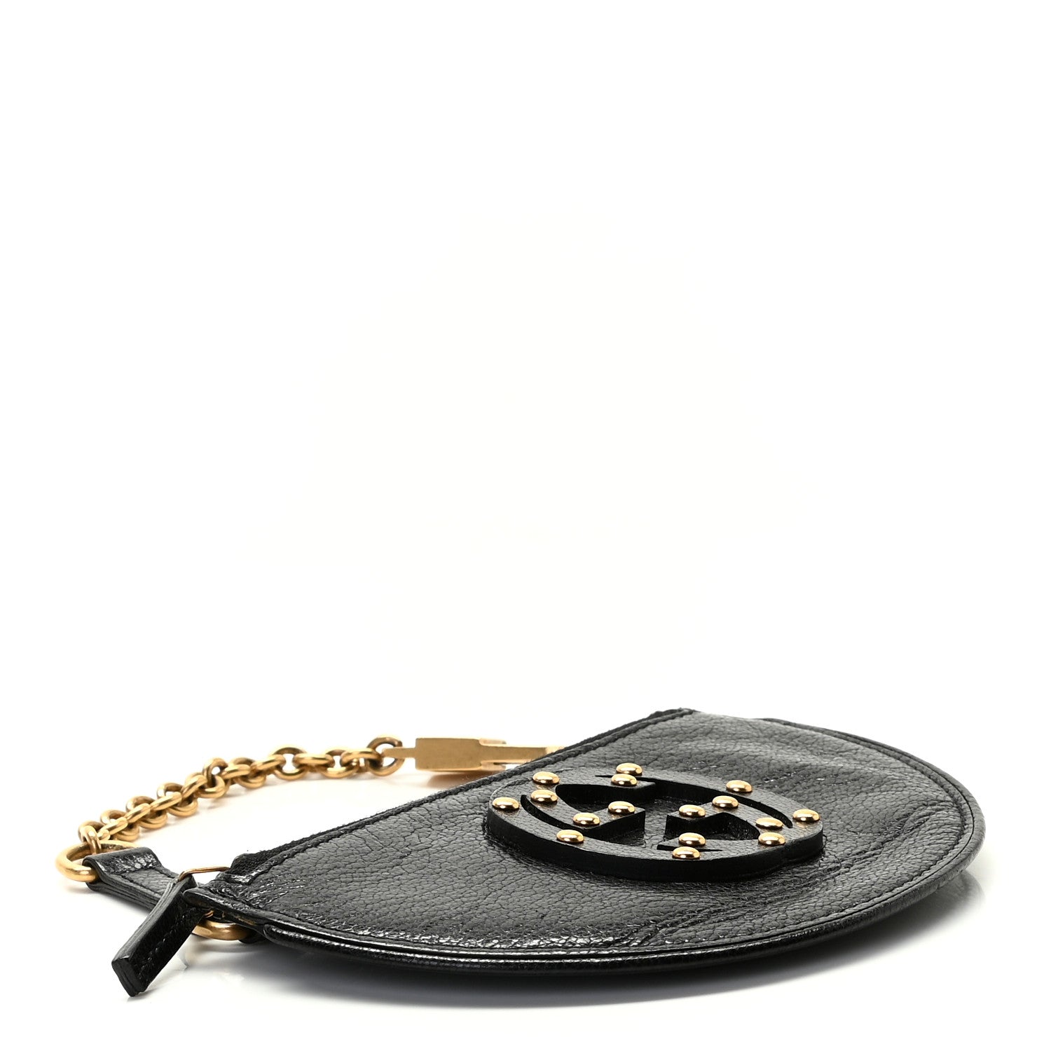 Gucci Pebbled Calfskin Studded Soho Key Case Black 3 of 6