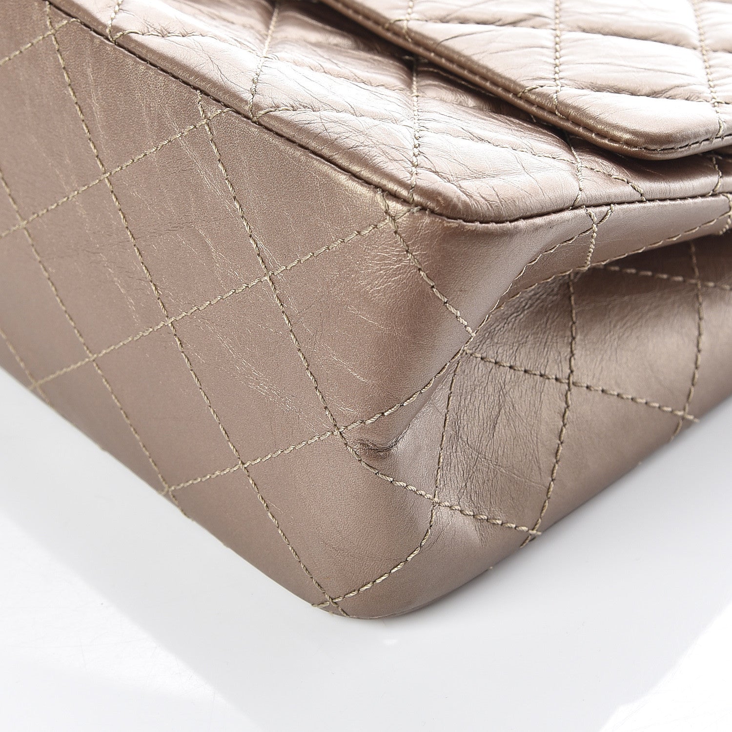 Chanel Metallic Aged Calfskin Quilted 2.55 Reissue 227 Flap Dark Gold 7 of 10