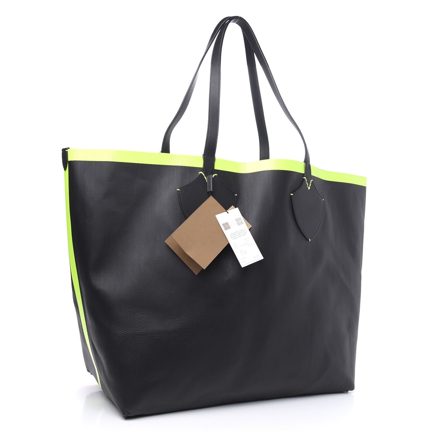 Burberry Canvas Mega Check Extra Large The Giant Reversible Tote Black Neon Yellow 5 of 18