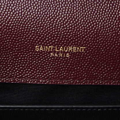 Saint Laurent Grain De Poudre Textured Mixed Matelasse Medium Triquilt Monogram Satchel Rouge Legion 8 of 9
