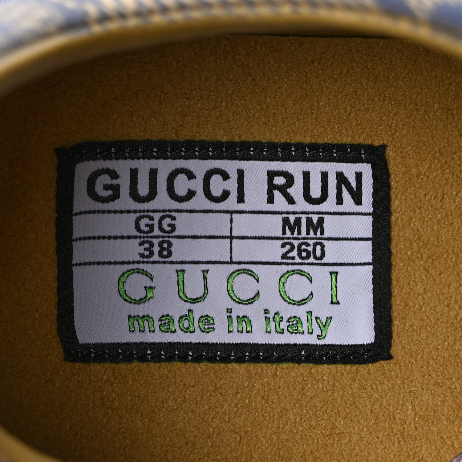Gucci Ultralight Plume Calfskin Monogram Printed Womens Gucci Run Sneakers 38 Beige Blue 8 of 10
