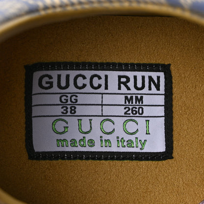 Gucci Ultralight Plume Calfskin Monogram Printed Womens Gucci Run Sneakers 38 Beige Blue 8 of 10