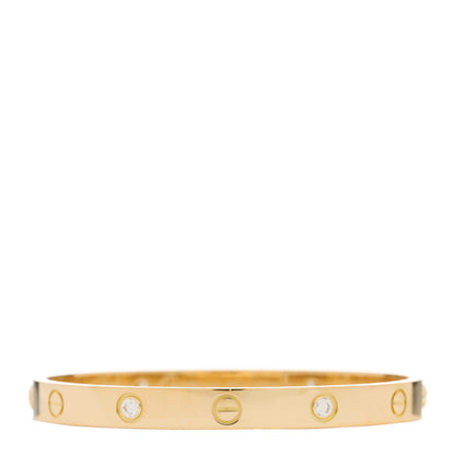 Cartier 18K Yellow Gold 4 Diamond LOVE Bracelet 17 2 of 3